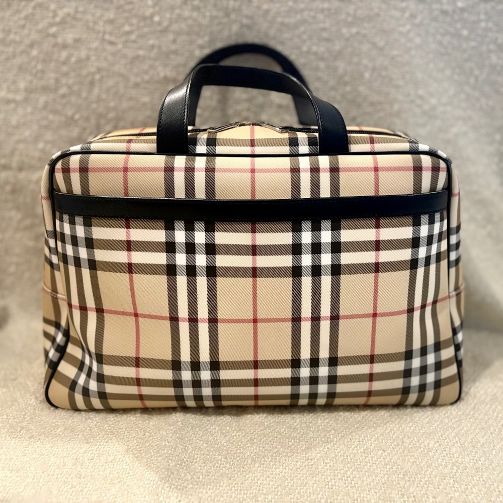 Burberry Plaid Canvas Coated Duffle Bag